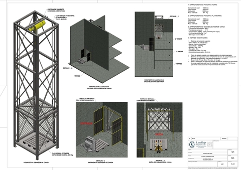 Projeto Detalhado de Elevador de Carga (Cap. 400kg) - Completo