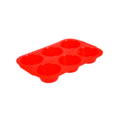 MOLDE X6 MUFFINS SILICONA ROJA