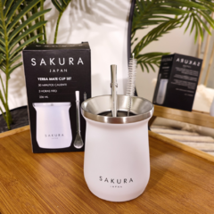 MATE SAKURA ACERO BLANCO C/BOMBILLA - comprar online