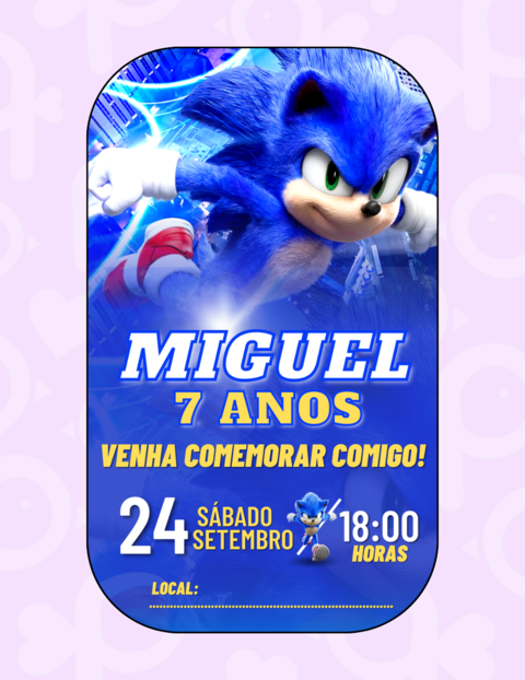 Convite Digital Sonic Azul Edite Online