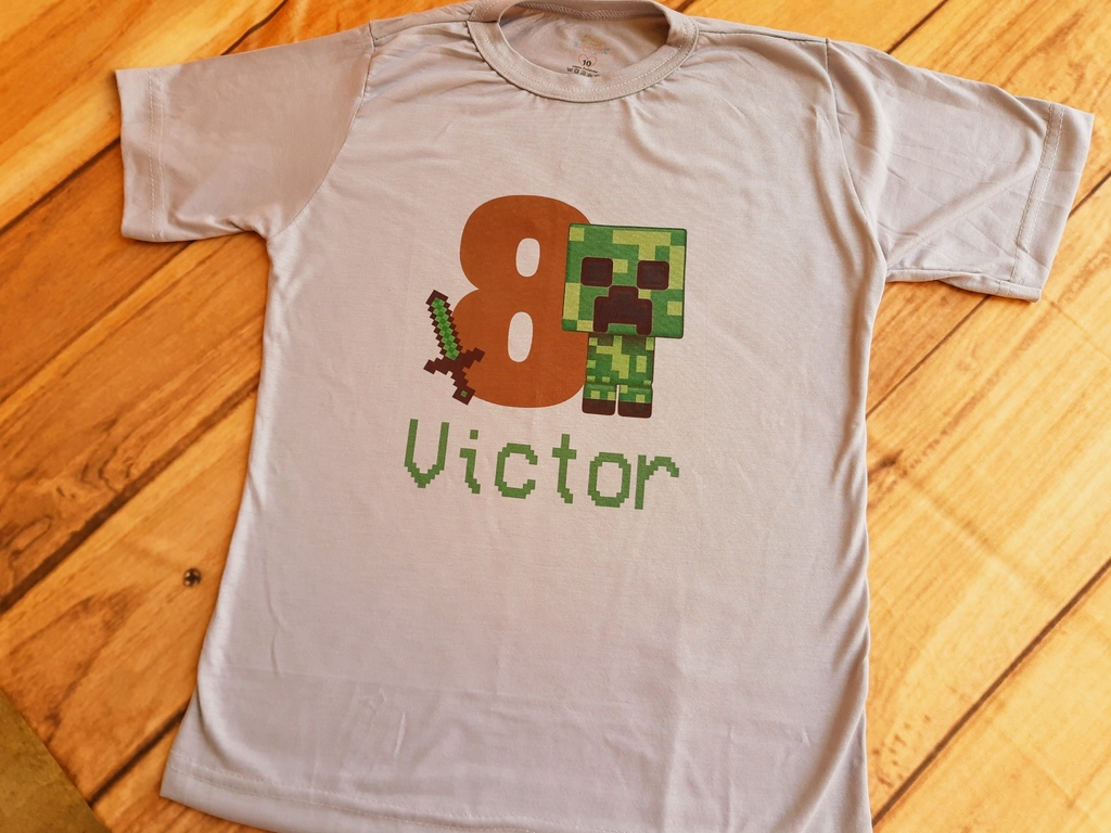 camisa camiseta para aniversario tema minecraft