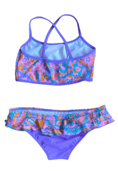 Malla "Gining" - Bikini violeta con florcitas de colores - comprar online