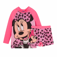 Malla UV "Disney" - Big girl - Remera UV + short - Rosa con Minnie