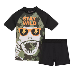 Remera UV "Boneco" - Big Boy - Verde y negra con dino - comprar online