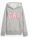 Buzo "Gap". Little Girl - Canguro gris con logo blanco y rosa