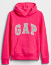 Buzo "Gap". Canguro rosa con logo bordado gris y blanco