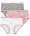 Bombachas "Carter´s" - Little Girl - Pack x 3 unidades - Rosa, gris y blanco con unicornios y estrellas