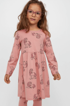 Vestido H&M - Little Girl - Manga larga rosa unicornios - comprar online