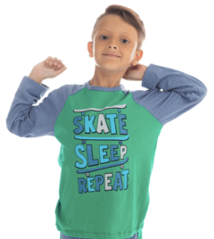 Pijama "Roko´s" - Verde y azul con skate - Lupeluz