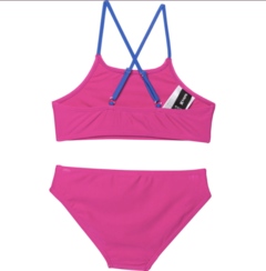 Malla "Hurley" - Bikini fucsia oscuro, con violeta y logo blanco - comprar online