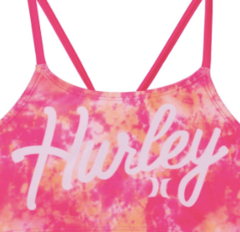 Malla "Hurley" - Bikini batik rosa con logo blanco en internet