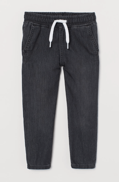 Jean "H&M" - Big boy - Jogger negro, con puño y cintura elastizada