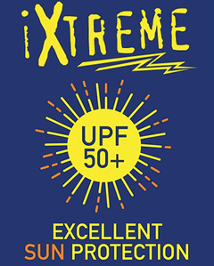 Malla con remera UV manga corta - "iXtreme" - Blanca con SURF y malla celeste