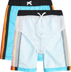 Malla con remera UV manga corta - "iXtreme" - Blanca con SURF y malla celeste - tienda online