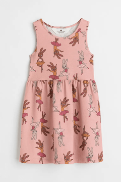 Vestido H&M - Rosa con conejas bailarinas
