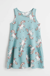 Vestido H&M - Verde con unicornios pelo de colores