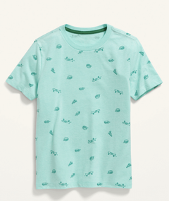 Remera "Old Navy" - Verde agua con hamburguesas y skates