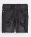 Short "H&M" - De jean elastizado negro desgastado con roturas