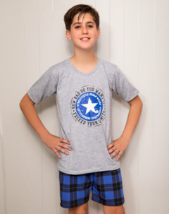 Pijama "Gino Polacchi" - Remera gris + short negro y azul con estrella
