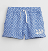 Short "Gap" - De algodón, cuadritos celestes con logo estampado