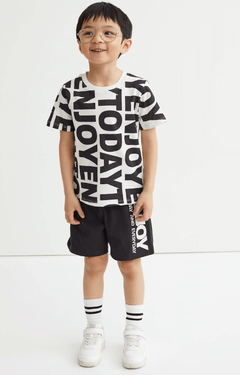 Short "H&M" - De algodón negro con "Enjoy" - comprar online