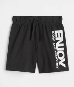 Short "H&M" - De algodón negro con "Enjoy"