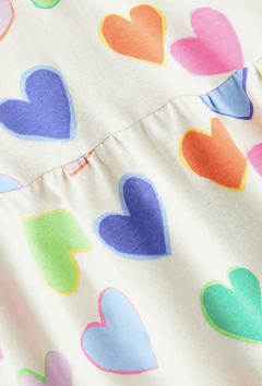 Vestido H&M - Big Girl - Crudo con corazones de colores - comprar online