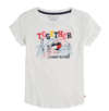 Remera "Tommy Hilfiger". Blanca con estampas de colores