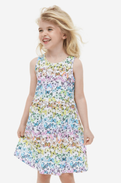 Vestido H&M - Big Girl - Blanco con mariposas de colores en internet