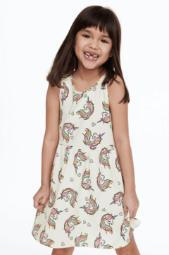 Vestido H&M - Little Girl - Blanco con unicornios pelo de colores - comprar online