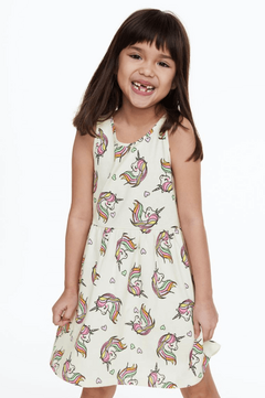 Vestido H&M - Blanco con unicornios pelo de colores - comprar online