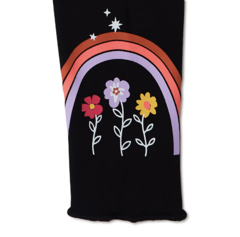 Calza "365 Kids" - Negra con estampa flores y arco iris - comprar online