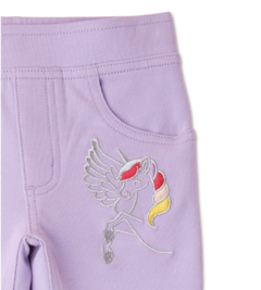Jegging "365 Kids" - Corte pantalón, sin abrigo, lila con unicornio bordado en internet