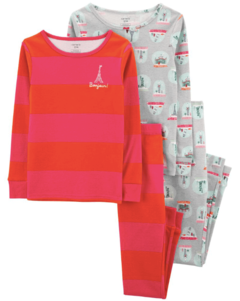 Pijama "Carter´s". 2 piezas rayado con Torre Eifell chiquito y gris con estampas, se venden por separado