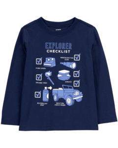 Remera "Carters" - Azul con "Explorer checklist!