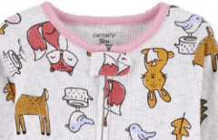 Osito "Carter´s", algodón. Morley gris con animalitos y vivos en rosa - comprar online