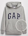 Buzo "Gap". Canguro gris con logo azul marino y blanco