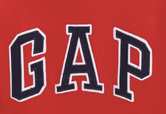 Buzo "Gap". Canguro rojo con logo azul marino y blanco - Lupeluz