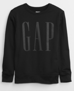 Buzo "Gap". Cuello redondo negro con logo estampado mismo color