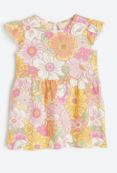 Vestido H&M - Baby girl - De algodón rosa con florcitas