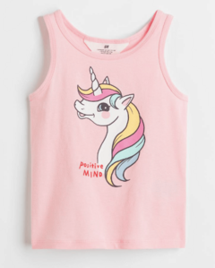 Musculosa H&M - Little girl - Rosa con unicornio grande