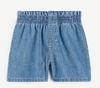 Short "H&M" - De jean blandito, azul clásico, con cintura alta elastizada - comprar online