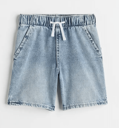 Short "H&M" - De jean celeste clarito con cintura elastizada