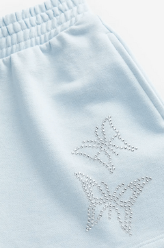 Short "H&M" - Celeste de algodón rústico, con mariposas brillitos en internet