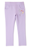 Jegging "365 Kids" - Corte pantalón, sin abrigo, lila con unicornio bordado