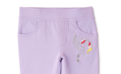 Jegging "365 Kids" - Corte pantalón, sin abrigo, lila con unicornio bordado - comprar online