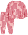 Conjunto "Carter´s" - 2 piezas buzo + pantalón de algodón rústico, rosa con corazones