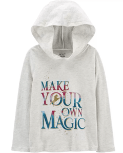 Remera "Carter´s" - Gris con Make your own magic, con capucha