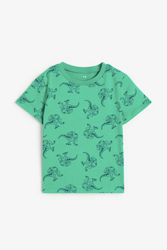 Remera H&M - Big Boy - Verde con dinos