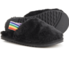 Pantuflas "LAMO" - De peluche negro con elástico multicolor